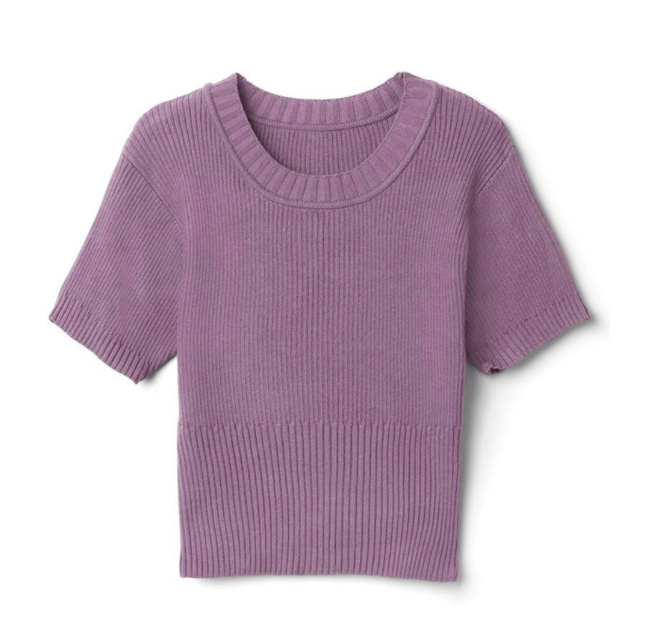 Top curto de tricô de verão(Roxo)