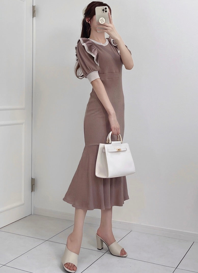 Vestido sereia com babados(Rosa)