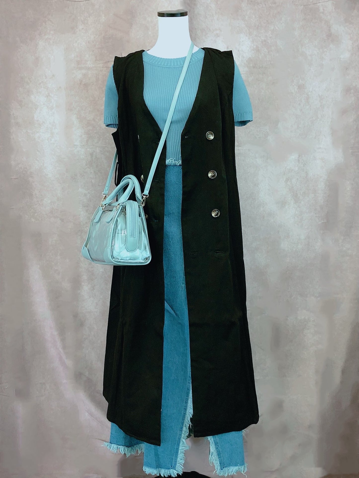 Vestido trench regata com cinto(Preto)