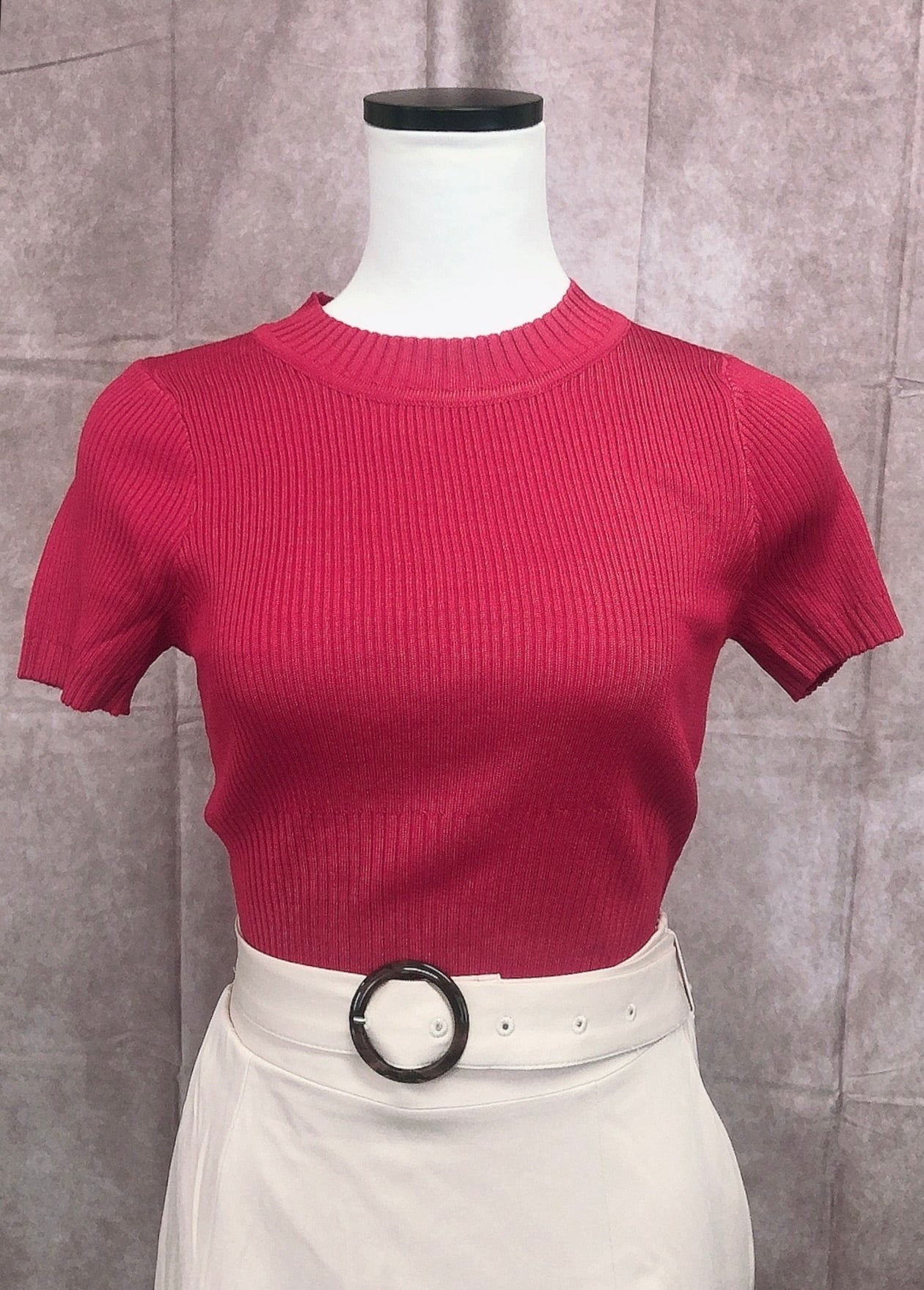 Top curto de tricô de verão(Vermelho)
