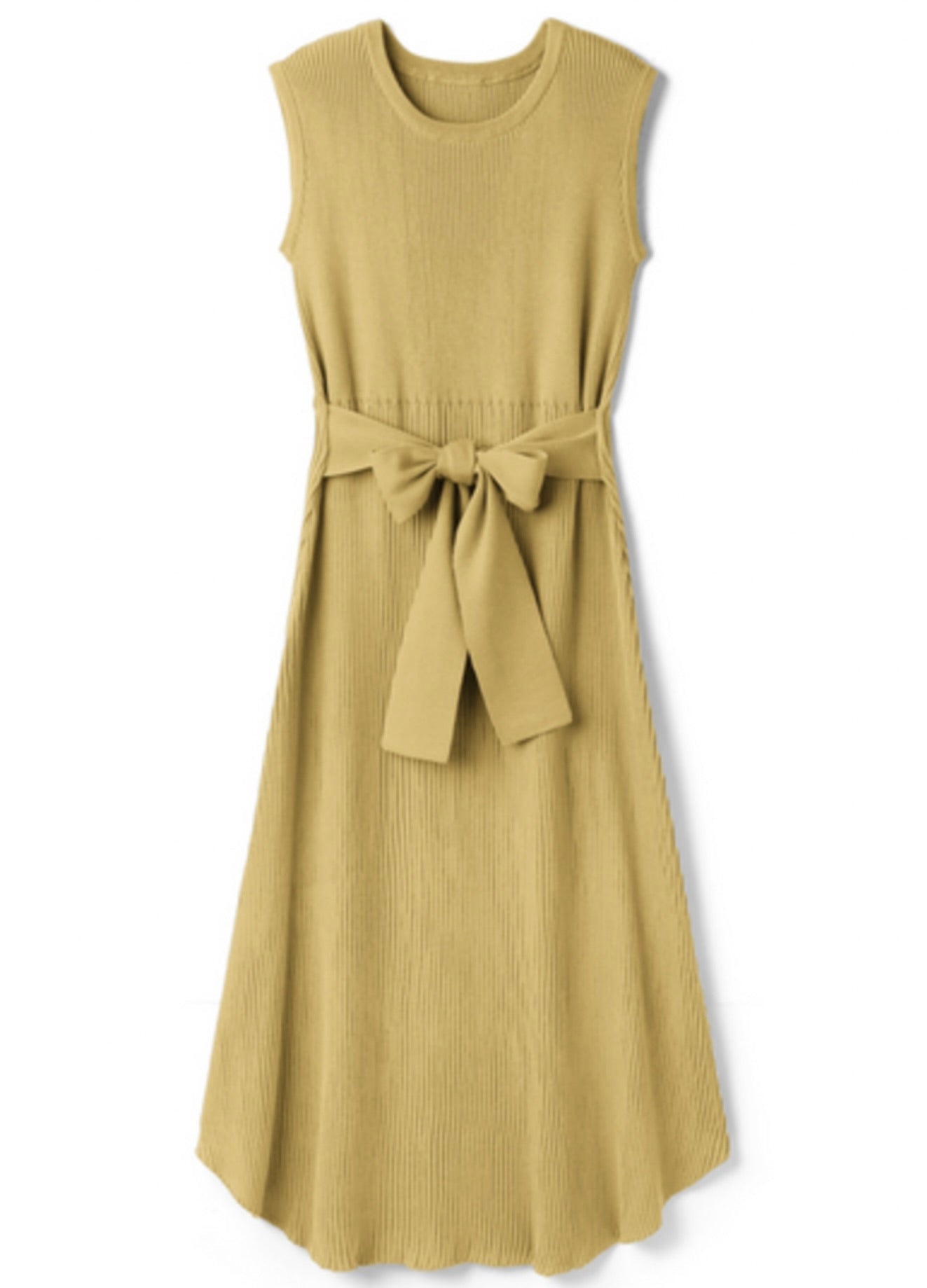 Vestido de tricô com laço na frente(Amarelo)