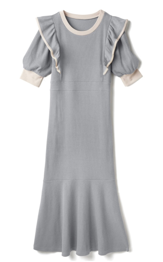 Vestido sereia com babados(Azul)