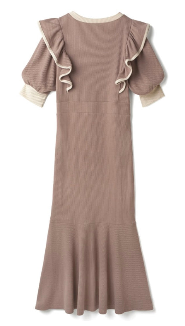 Vestido sereia com babados(Azul)