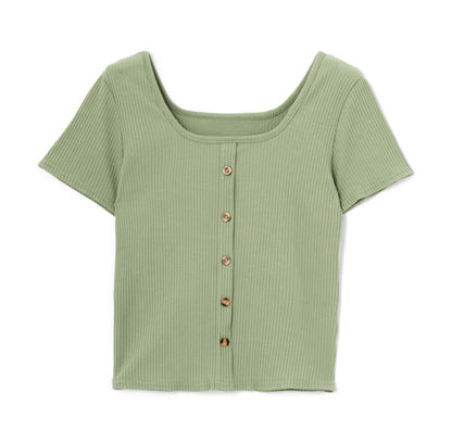 Camisa de malha com botão(Verde)