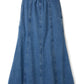 Saia de jeans  longa com franjas delicadas(Azul)