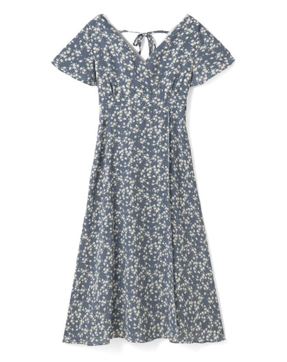 Vestido com estampa florida(Azul)