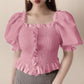 Tops franzidos com babados (Rosa)