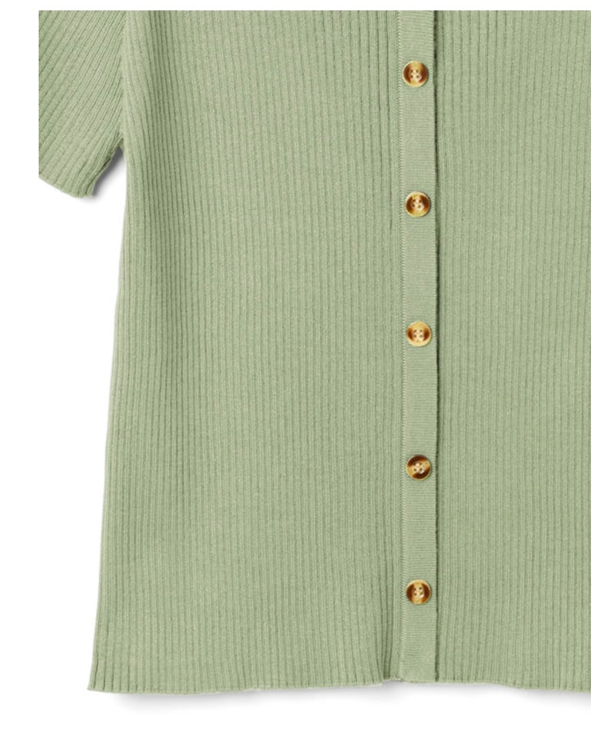 Camisa de malha com botão(Verde)