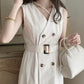 Vestido trench regata com cinto(Marfim)