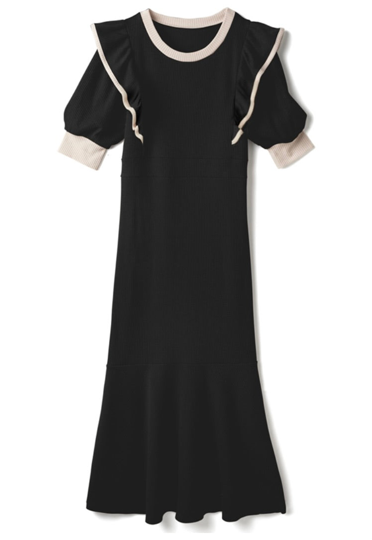 Vestido sereia com babados(Preto)