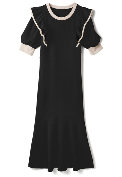 Vestido sereia com babados(Preto)