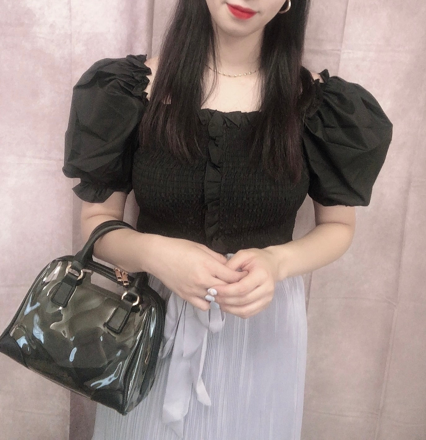 Bolsa Boston transparente com bolsa acolchoada 2 maneiras de uso(Preto)