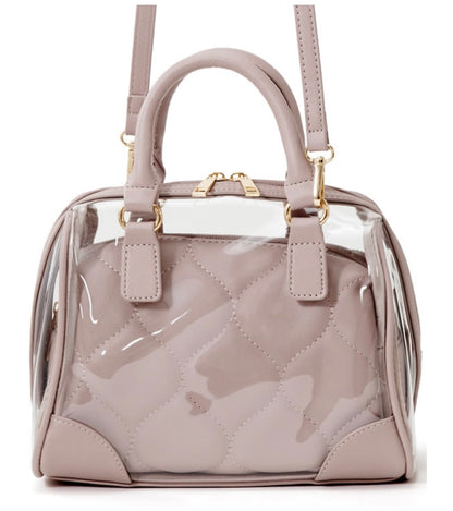 Bolsa Boston transparente com bolsa acolchoada 2 maneiras de uso(Rosa bege)