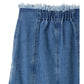 Saia de jeans  longa com franjas delicadas(Azul)