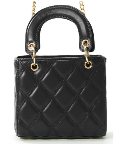 Bolsa quadrada e acolchoada(Preto)