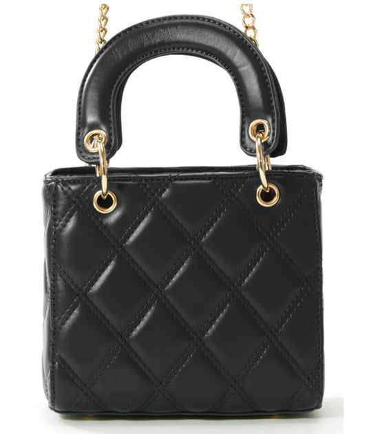 Bolsa quadrada e acolchoada(Preto)