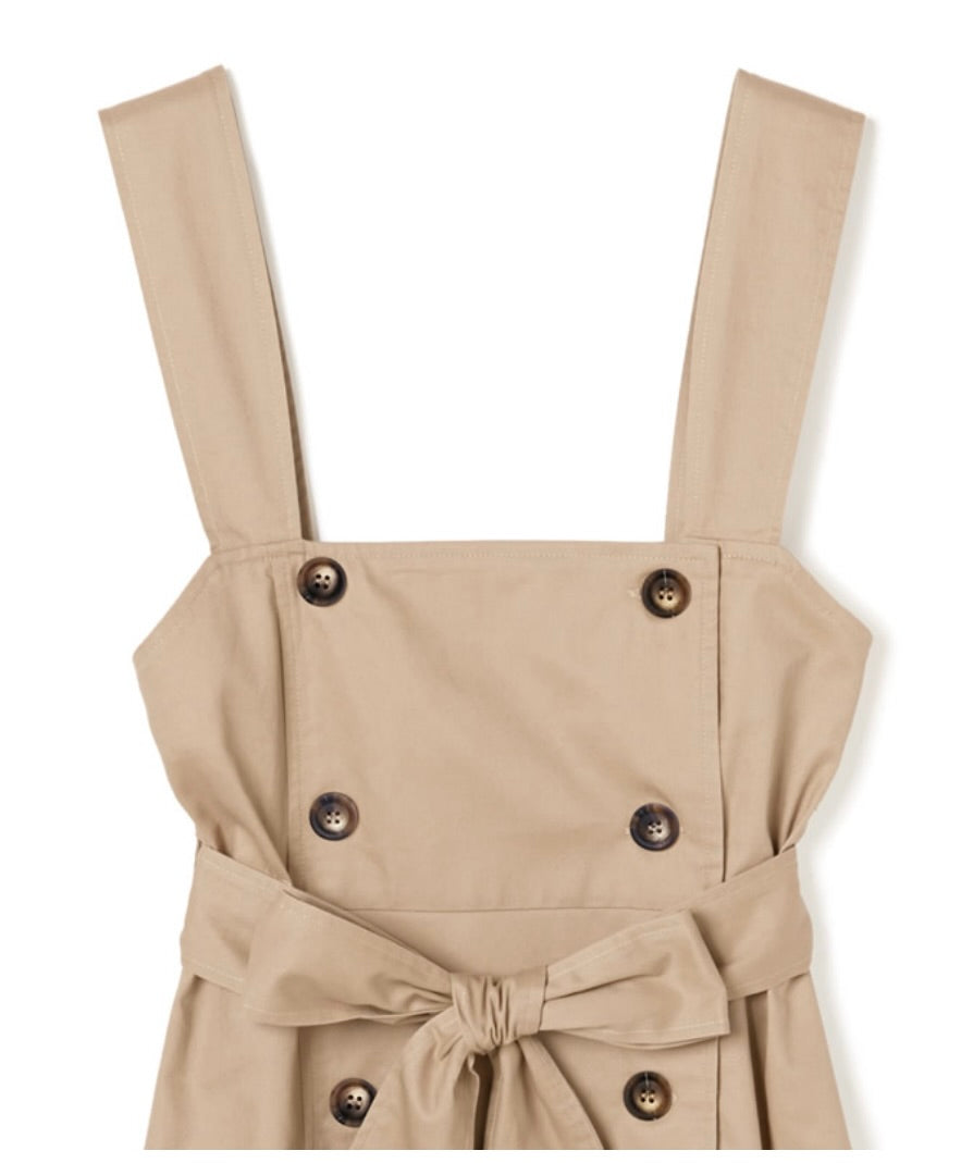 Vestido com fita na cintura(Bege)