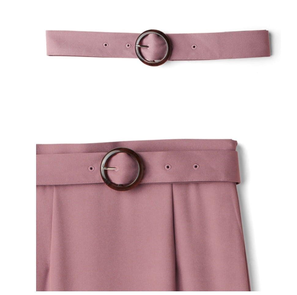 Saia sereia com fenda lateral e cinto(Rosa)