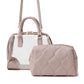 Bolsa Boston transparente com bolsa acolchoada 2 maneiras de uso(Rosa bege)