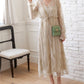 Vestido florido de renda(Bege)