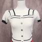 Cardigan decote quadrado bicolor(Branco)