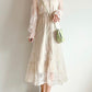 Vestido florido de renda(Bege)