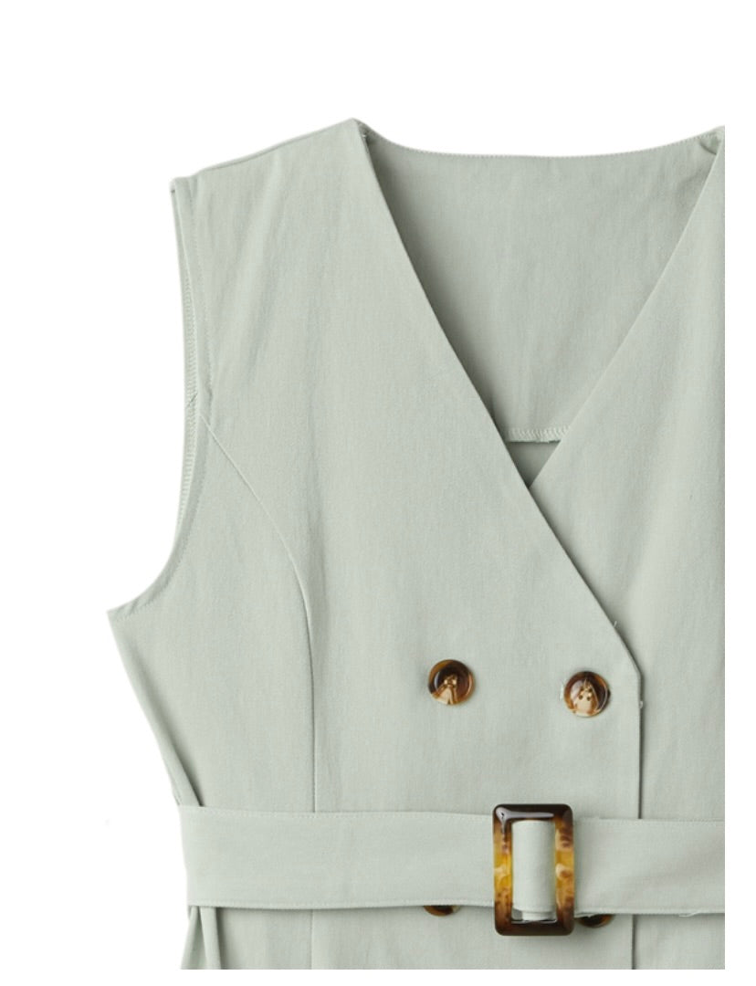 Vestido trench regata com cinto(Marfim)