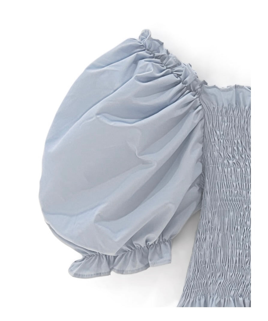Tops franzidos com babados(Azul)