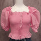 Tops franzidos com babados (Rosa)
