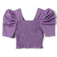 Tops curtos franzidos nas costas com decote em V(Roxo)