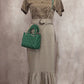 Bolsa quadrada e acolchoada(Verde)