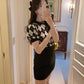 Top de malha estampa xadrez(Preto)