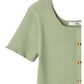 Camisa de malha com botão(Verde)