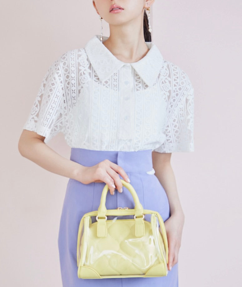 Bolsa Boston transparente com bolsa acolchoada 2 maneiras de uso(Amarelo)