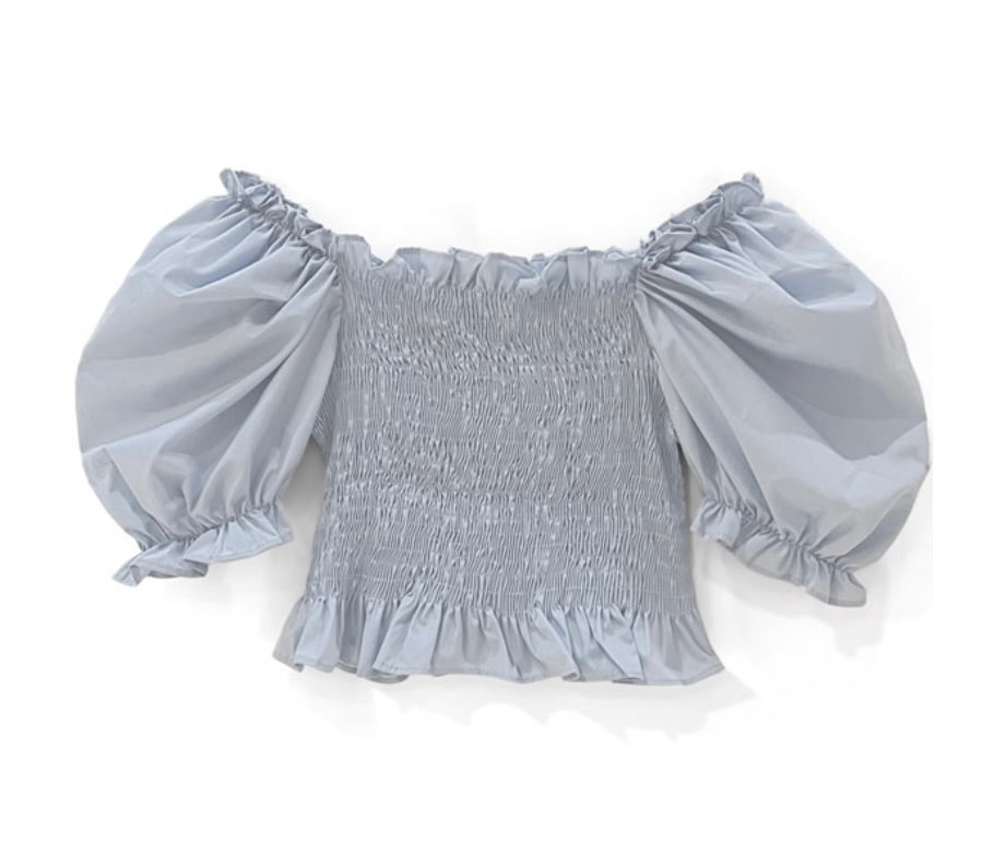 Tops franzidos com babados(Azul)