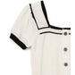 Cardigan decote quadrado bicolor(Branco)