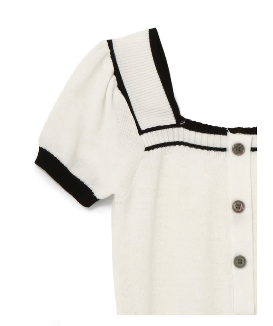 Cardigan decote quadrado bicolor(Preto)