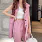 Conjunto de calça e jaqueta sem manga(Rosa)