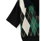 Top curto de malha xadrez(Preto)