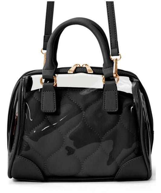 Bolsa Boston transparente com bolsa acolchoada 2 maneiras de uso(Preto)