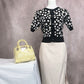 Cardigan com estampa flor margarida(Preto)
