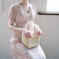 Vestido plissado florido(Rosa Bege)