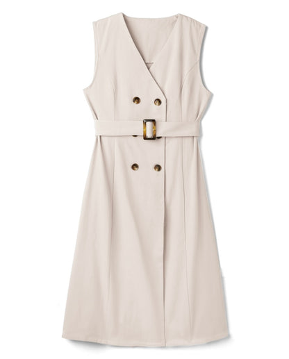 Vestido trench regata com cinto(Marfim)