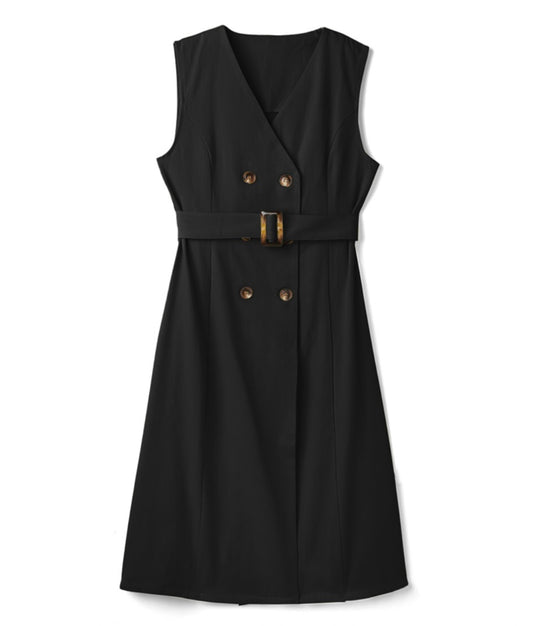 Vestido trench regata com cinto(Preto)