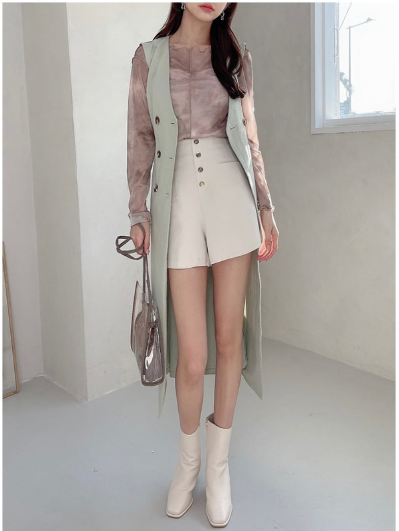 Vestido trench regata com cinto(Verde)