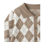 Cardigan curto com estampa xadrez(Bege)