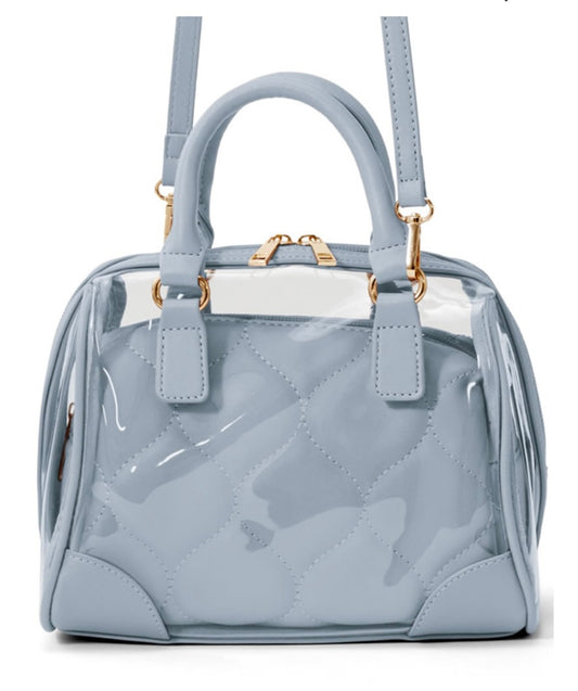 Bolsa Boston transparente com bolsa acolchoada 2 maneiras de uso(Azul)