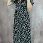 Vestido com estampa florida(Preto)