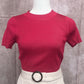 Top curto de tricô de verão(Vermelho)