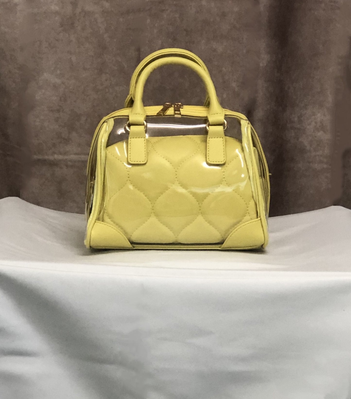 Bolsa Boston transparente com bolsa acolchoada 2 maneiras de uso(Amarelo)